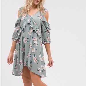 Blu Pepper Floral Cold Shoulder Boho Dress